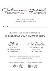 Zaproszenia Paloma - wzór 20