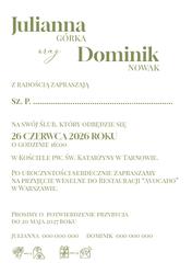 Zaproszenia Artemis - wzór 1