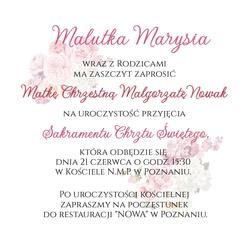 Zaproszenie dla Rodziców Chrzestnych - wzór 1