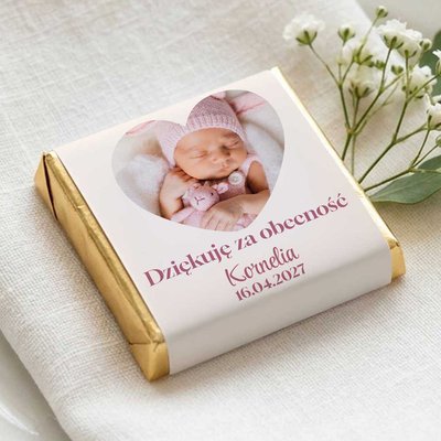 Podziękowanie dla gości czekoladki na Chrzest