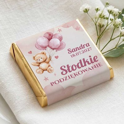 Podziękowanie dla gości czekoladki na Chrzest