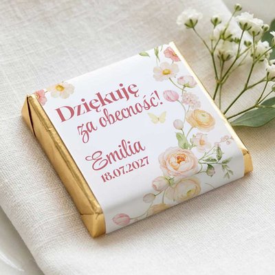 Podziękowanie dla gości czekoladki na Chrzest