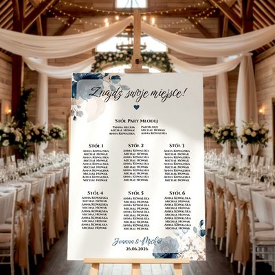 Plan stołów weselny Tablica na wesele 50x70cm - Megan