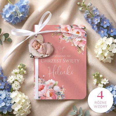 Zaproszenia na chrzest z zawieszką w kształcie serduszka - Bessie