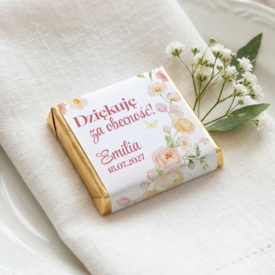 Podziękowanie dla gości czekoladki na Chrzest