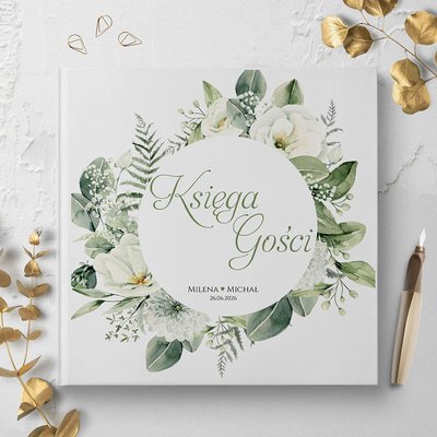 Księga gości weselnych - białe/czarne karty - Gipsówka