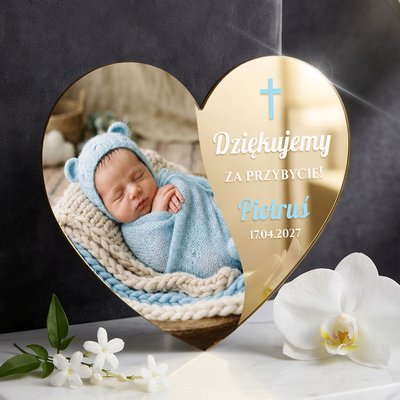 Podziękowania dla gości magnesy lustrzane na Chrzest 1 ze zdjęciem