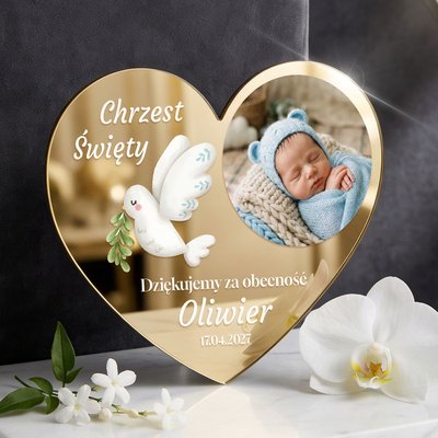 Podziękowania dla gości magnesy lustrzane na Chrzest 5 ze zdjęciem