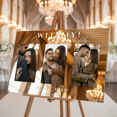 Lustrzana tablica powitalna na wesele 50x70cm - ze zdjęciem