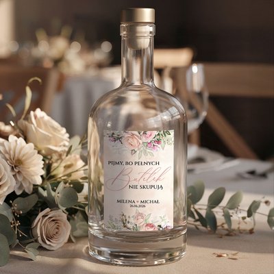 Naklejki na butelki weselne 8szt - Rose