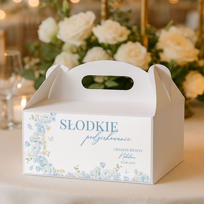 Naklejki na pudełka na ciasto podziękowania dla gości na Chrzest - Kwiaty