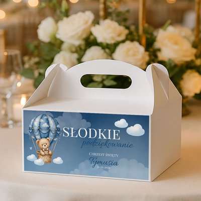 Naklejki na pudełka na ciasto podziękowania dla gości na Chrzest - Lea