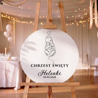 Okrągła tablica powitalna na Chrzest Święty - 40 cm