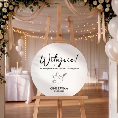 Okrągła tablica powitalna na Chrzest Święty - 40 cm