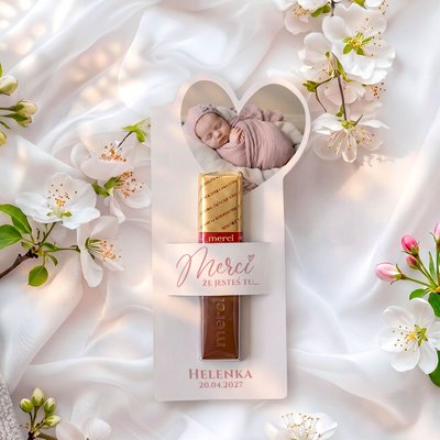 Podziękowania MERCI na chrzest - ze zdjęciem