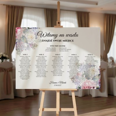 Plan stołów weselny Tablica na wesele 50x70cm - Ariana