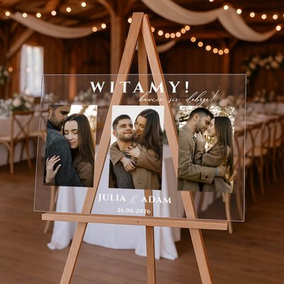 Plan stołów weselny Tablica na wesele akrylowa 50x70cm - ze zdjęciem