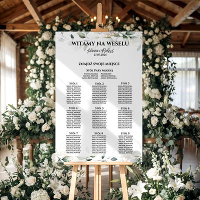 Plan stołów weselny Tablica na wesele 90x60cm - Elza