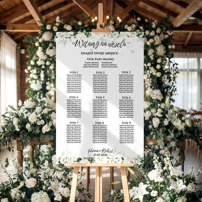 Plan stołów weselny Tablica na wesele 90x60cm  - Iris