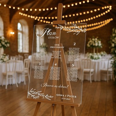Plan stołów weselny Tablica na wesele akrylowa 50x70cm - Selma