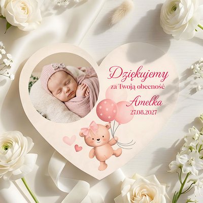 Podziękowania dla gości magnesy na Chrzest 5 ze zdjęciem