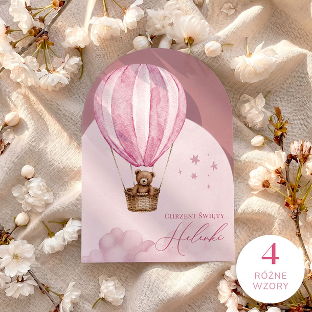 Zaproszenia na chrzest z ozdobnym wycięciem - Leona