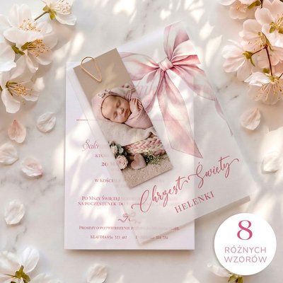 Zaproszenia na chrzest z kalką - Louise