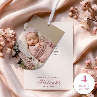 Zaproszenia na chrzest z ozdobnym wycięciem ze wstążką - Floris2
