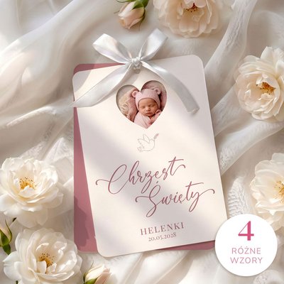 Zaproszenia na chrzest zaokrąglone z wycięciem - Nela