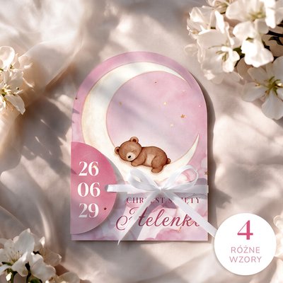 Zaproszenia na chrzest ze wstążką - Effie3