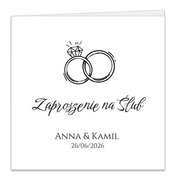 Złocone zaproszenia ślubne Ofelia