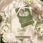 Zaproszenia na chrzest trzykartkowe ze wstążką - Tessa