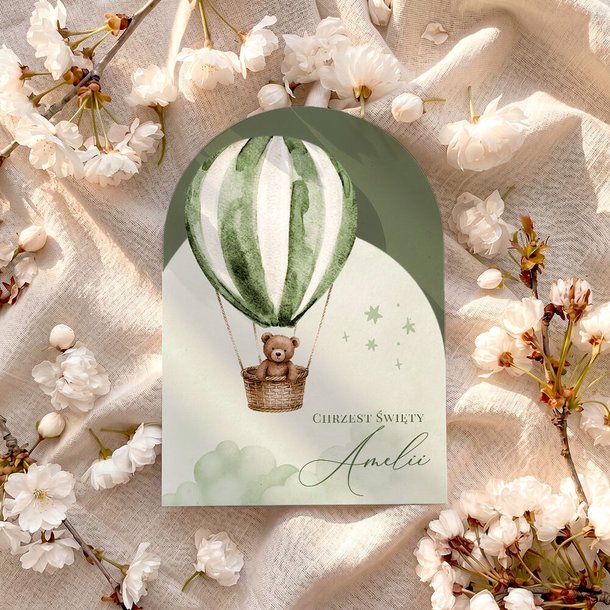 Zaproszenia na chrzest z ozdobnym wycięciem - Leona