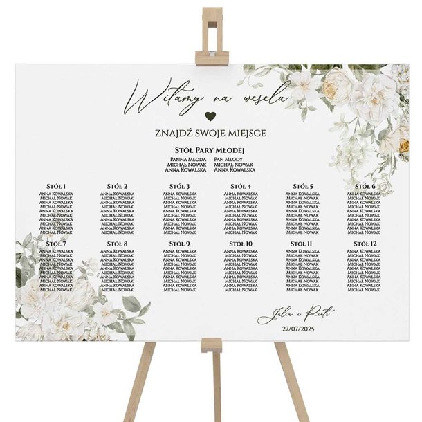Plan stołów weselny Tablica na wesele 60x90cm - Eliza 1