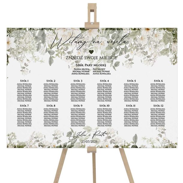 Plan stołów weselny Tablica na wesele 60x90cm - Eliza 4