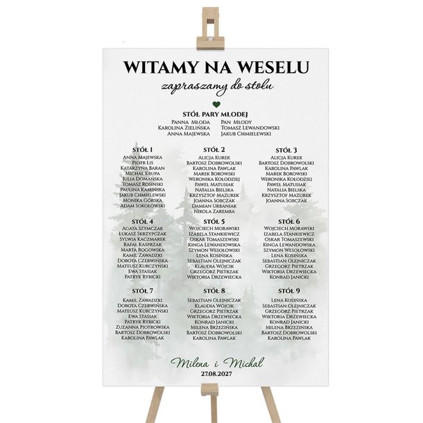 Plan stołów weselny Tablica na wesele 90x60cm - Daniela