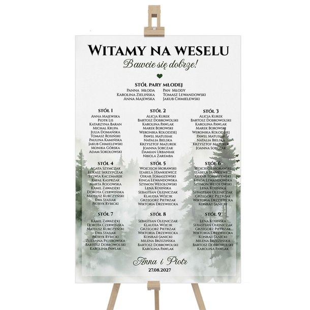 Plan stołów weselny Tablica na wesele 90x60cm - Daniela