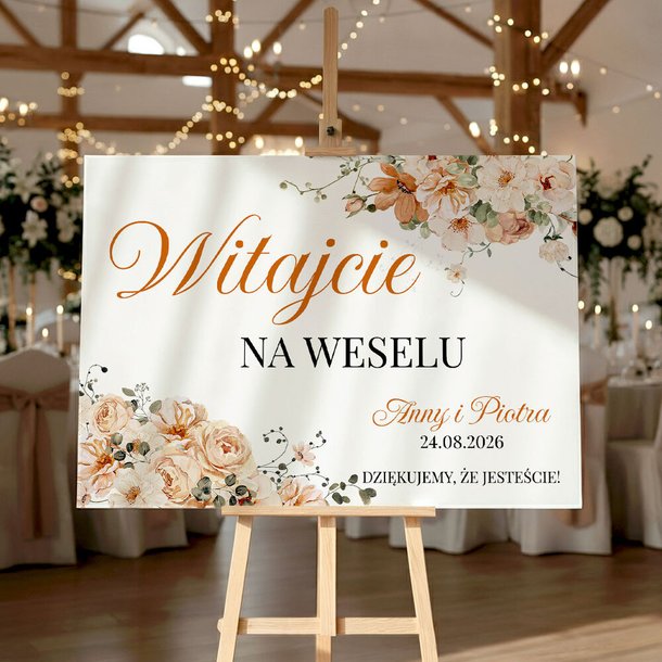 Tablica powitalna na wesele 50x70cm - Amber