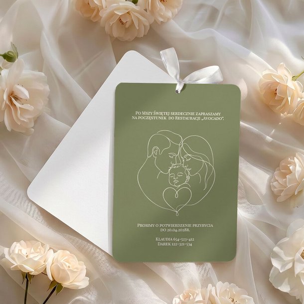 Zaproszenia na chrzest zaokrąglone z wycięciem - Nela
