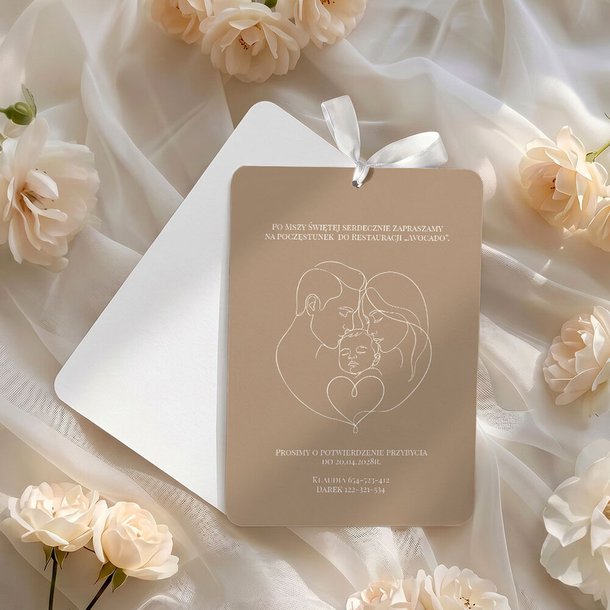 Zaproszenia na chrzest zaokrąglone z wycięciem - Nela