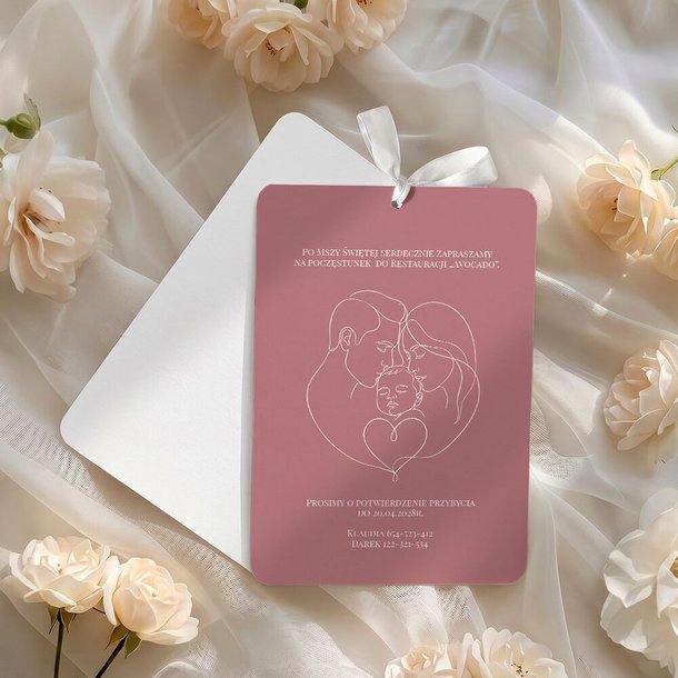 Zaproszenia na chrzest zaokrąglone z wycięciem - Nela