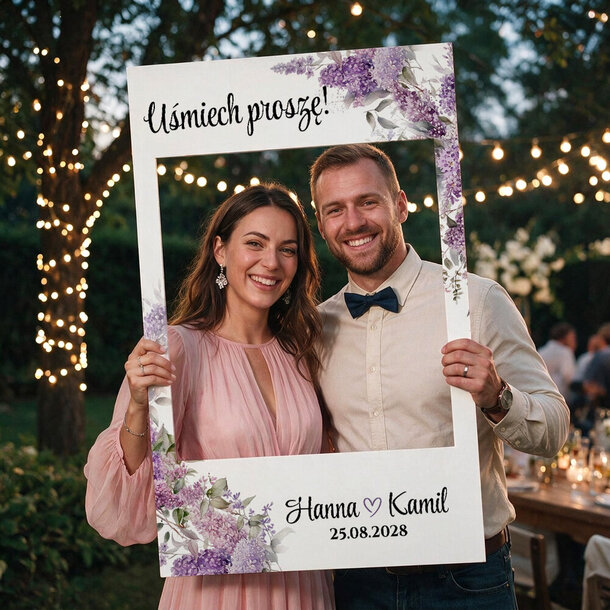 Personalizowana ramka do zdjęć na wesele - Kwiaty