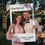Personalizowana ramka do zdjęć na wesele - Kwiaty