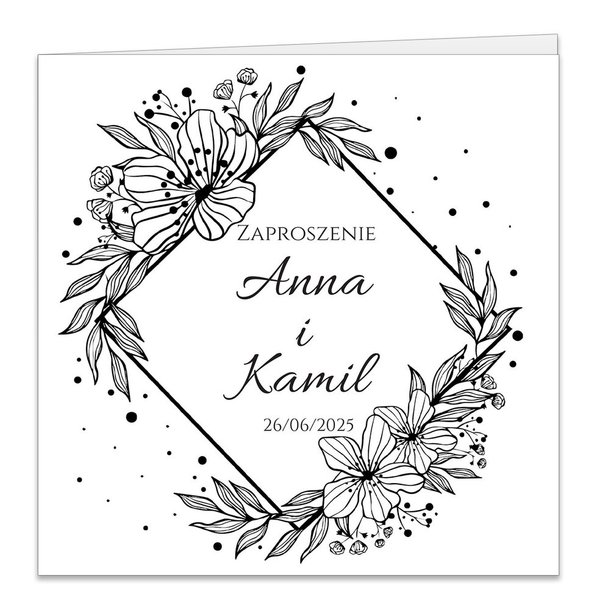Zaproszenia złocone Ofelia2