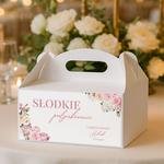Naklejki na pudełka na ciasto podziękowania dla gości na Chrzest - Kwiaty