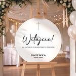 Okrągła tablica powitalna na Chrzest Święty - 60 cm