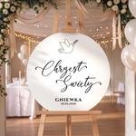 Okrągła tablica powitalna na Chrzest Święty - 60 cm