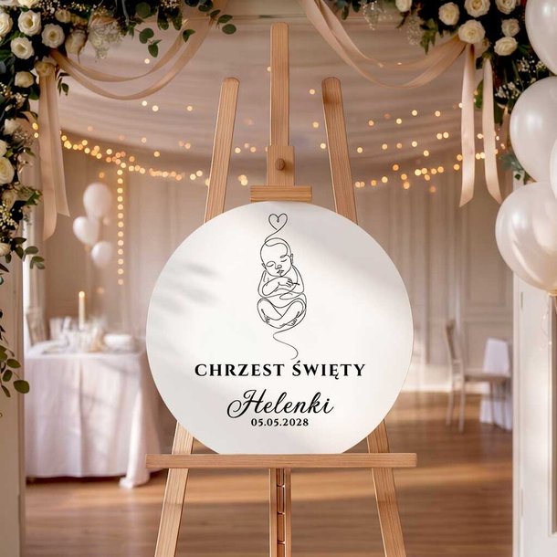 Okrągła tablica powitalna na Chrzest Święty - 40 cm