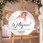Okrągła tablica powitalna na Chrzest Święty ze zdjęciem - 60 cm