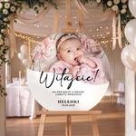 Okrągła tablica powitalna na Chrzest Święty ze zdjęciem - 60 cm